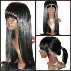 24 silky straight indian remy human hair full lace wigs w/bangs 