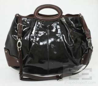 Marni Black Patent & Brown Leather Trim Balloon Bag  