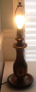 Vintage Hand Made Inlaid Wood Table Lamp  