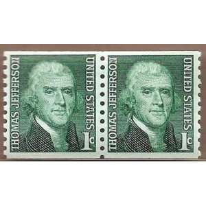  Stamps US Thomas Jefferson Coil Pair Scott 1278 Very Fine 