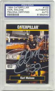Karl Malone Signed 1994 Caterpillar #103 PSA/DNA Slabbed Autograph 