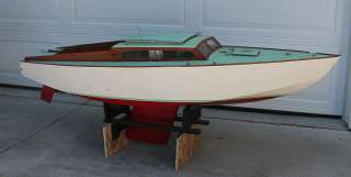 ANTIQUE VINTAGE Wooden Wood Pond Yacht Sail Boat Model Display Ship 