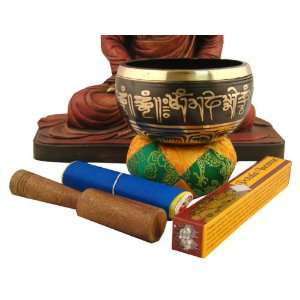  Heavy Tibetan OM MANI Meditation Singing Bowl / Cushion 