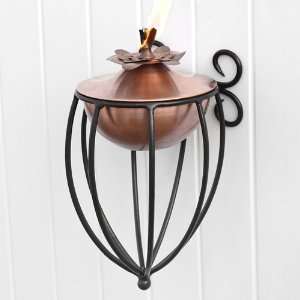   Lily Copper Patio Torch with Medieval Wall Bracket   Antique Copper