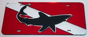 Shark Mirror Dive Flag License Plate Scuba Tag MAKO  