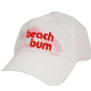  BEACH BUM BASEBALL CAP WHITE RED PINK WOMEN LADIES: Sports 
