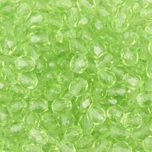  Czech Fire Polished Glass 4mm Lime Green Beads (100): Home 