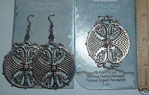 Jill MacKay MEDALLION PENDANT & EARRING SET Silver  