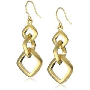   New York Modern Sea Gold Interlinked Square Drop Earrings: Jewelry