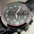 NEW 6 DIAL CLOCK DAY HOURS HAND DATE WATER BLACK LEATHER MEN WRIST 