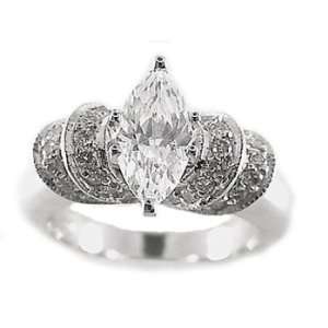  1.39ct. 14K. White Gold Marquise Diamond Engagement Ring Jewelry