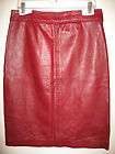 DKNY Womens Designer Red Leather Skirt Fully Lined Size 10 Flawless