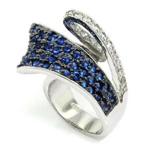 Irresistibly Chic Blue Sapphire & Diamond CZ Pavé Sterling Silver 