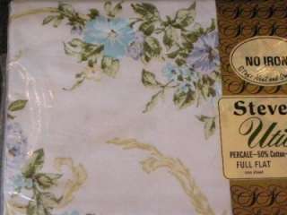 Vintage yet NEW Stevens Utica Percale Full Flat Sheet and 2 matching 