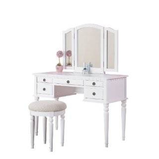 New White / Ivory Jewelry Chest and Make up Vanity Set w/ Mirror and 