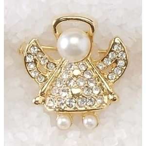   Jewelry April Birthstone Diamond & Pearl Angel Pins