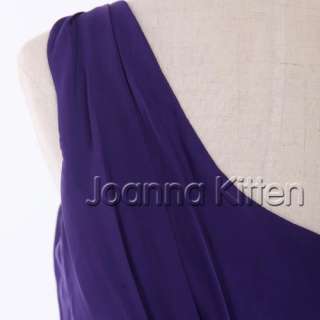 JK Bridesmaid One Shoulder Chiffon Formal Gown Long Evening Dress 8 