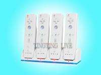 White Quad 4x Charger Dock Station + 4x battery for Nintendo Wii Game 