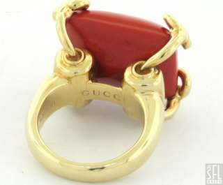   18K GOLD ITALY FANCY JUMBO RED CORAL COCKTAIL RING SIZE 7.25  