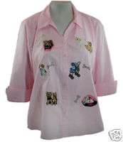 Tia Design Rhinestone Fitted Lilac Blouse   Cat Meow LG  