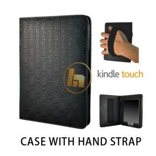 Textured Black Folio Case Cover w/ Hand Strap for  Kindle Touch 