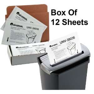  Universal Shredder Lubricant Sheets Unv 38036 12, Box of 