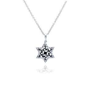 Nickel Free Silver Necklaces Jewish Black Center Star Necklace Length 