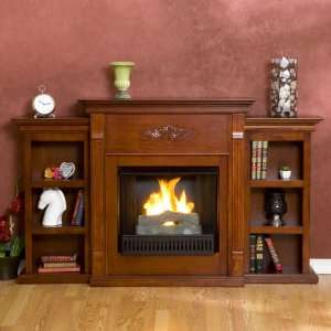  Tennyson Mahogany Gel Fuel Fireplace w/ Bookcases: Home 
