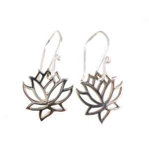  Lotus Flower Silver Earrings Jewelry