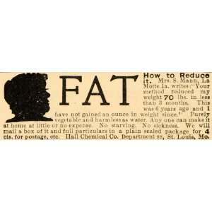  1901 Vintage Ad Weight Loss Fat Diet Medical Quackery Hall 