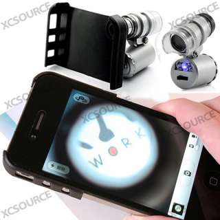 Mini 60X Zoom Microscope Lens and LED Light With Case For Apple iPhone 