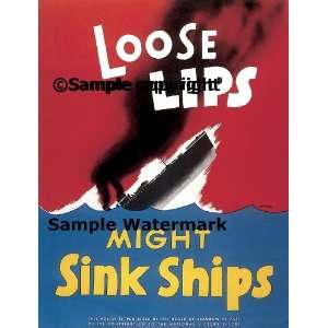 Loose Lips Might Sink Ships Boat American Patriotic War Military 20 X 