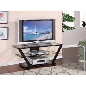 Powell Matte Black 48 in TV Stand w/ Clear Glass:  Kitchen 