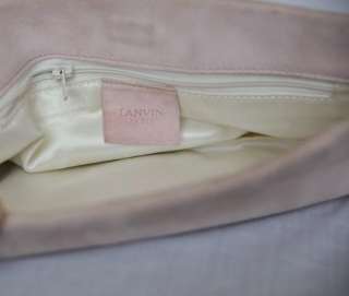 LANVIN Pink Suede + Silver Chain Shoulder Bag Handbag  