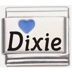    Dixie Dark Blue Heart Laser Name Italian Charm Link Jewelry