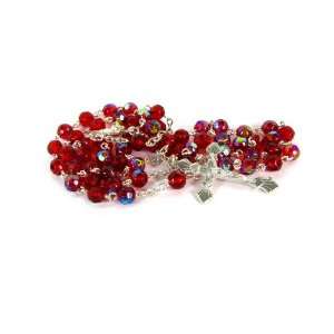 July Birthstone Rosary, Ruby Colored Crystal