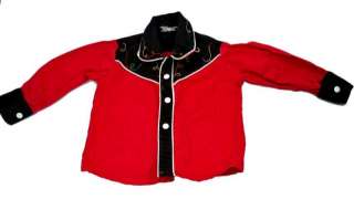 Vintage Boys Cowboy Shirt Red/Black Kiddie Cruise 1950  