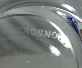 VINTAGE KROSNO POLAND COBALT BLUE CLEAR GLASS BOWL CRYSTAL FACETED RIM 