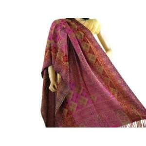    CASHMERE MULTICOLOR PAISLEY INDIAN SHAWL WRAP THROW