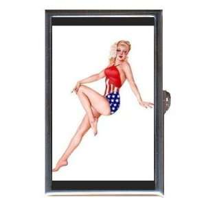  Patriotic Pin Up Leggy Blonde Coin, Mint or Pill Box Made 
