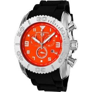   Chronograph Orange Dial Black Rubber Watch: SWISS LEGEND: Watches