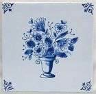 Westraven Delft Tile, Pretty Blue Bouquet; 5 1/8 Sq., Very Nice 