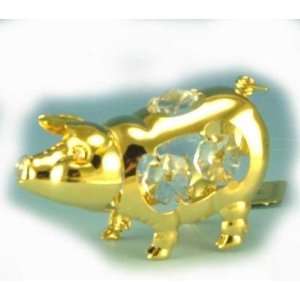  Pig   Gold & Crystal Ornament