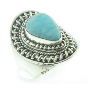  925 Sterling Silver LARIMAR Ring, Size 6.5, 7.03g Jewelry