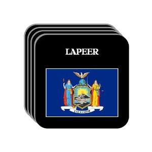US State Flag   LAPEER, New York (NY) Set of 4 Mini Mousepad Coasters
