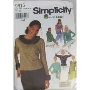  Simplicity 9815 Pattern Misses Knit Tops SIZE 12,14,16,18 