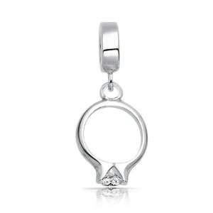com Bling Jewelry 925 Silver CZ Engagement Ring Dangle Charm Pandora 