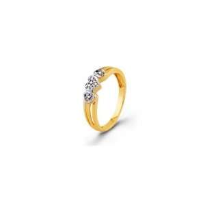    10k Solid Gold Triple Hearts Round Diamond Fashion Ring: Jewelry