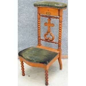 Antique French Cross Prie Dieu Prayer Chair Kneeler 