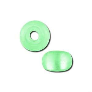    10mm Light Green Foil Lined Pony Glass Bead   Large Hole: Jewelry